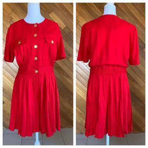 Vintage 80s Red Pleated Romper